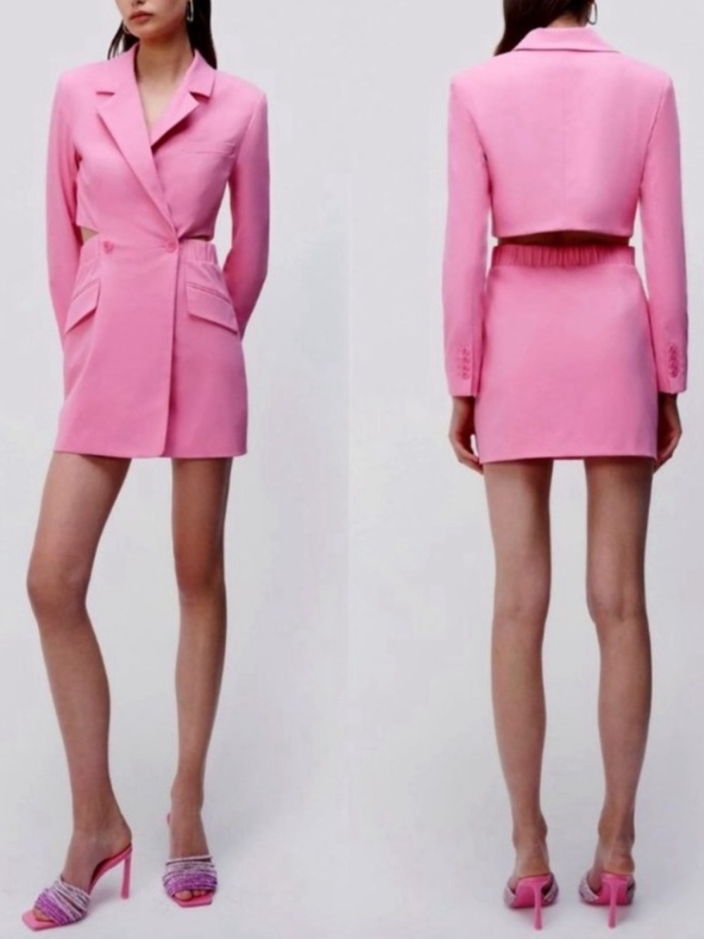 NWT Jonathan Simkhai Kylo Cutout Blazer Mini Dress Pink Sz 10